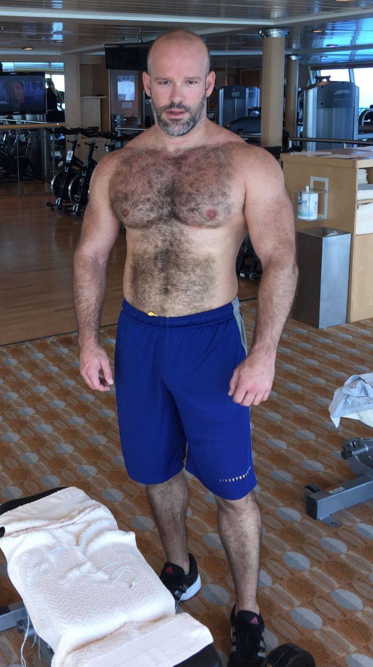 Bearded man hairy muscle nude dad