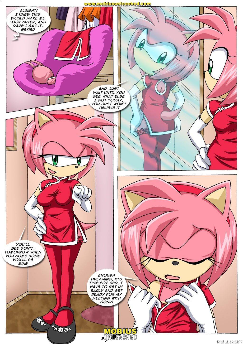 Sonic having sex with amy on the bed