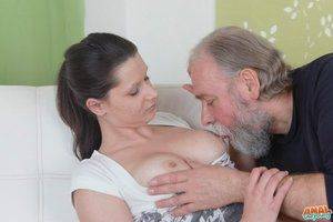 Old man porn between breast